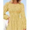 imageZESICA Womens Fall Boho Floral Midi Dress 2025 Casual Long Sleeve Crewneck Flowy Wedding Guest Long DressesYellow