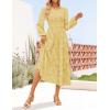 imageZESICA Womens Fall Boho Floral Midi Dress 2025 Casual Long Sleeve Crewneck Flowy Wedding Guest Long DressesYellow