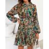 imageZESICA Womens Fall Floral Mini Dress 2025 Long Sleeve Button Down Chiffon A Line Flowy Short Shirt Dresses with BeltGreen