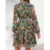 imageZESICA Womens Fall Floral Mini Dress 2025 Long Sleeve Button Down Chiffon A Line Flowy Short Shirt Dresses with BeltGreen