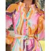 imageZESICA Womens Fall Floral Mini Dress 2025 Long Sleeve Button Down Chiffon A Line Flowy Short Shirt Dresses with BeltPink