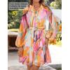 imageZESICA Womens Fall Floral Mini Dress 2025 Long Sleeve Button Down Chiffon A Line Flowy Short Shirt Dresses with BeltPink