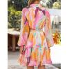 imageZESICA Womens Fall Floral Mini Dress 2025 Long Sleeve Button Down Chiffon A Line Flowy Short Shirt Dresses with BeltPink