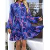 imageZESICA Womens Fall Floral Mini Dress 2025 Long Sleeve Button Down Chiffon A Line Flowy Short Shirt Dresses with BeltRoyal Blue