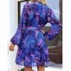 imageZESICA Womens Fall Floral Mini Dress 2025 Long Sleeve Button Down Chiffon A Line Flowy Short Shirt Dresses with BeltRoyal Blue
