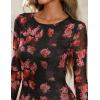 imageZESICA Womens Floral Bodycon Maxi Dresses 2025 Fall Boho Long Sleeve Mesh Ruffle Mermaid Wedding Cocktail Party DressBlack
