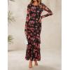 imageZESICA Womens Floral Bodycon Maxi Dresses 2025 Fall Boho Long Sleeve Mesh Ruffle Mermaid Wedding Cocktail Party DressBlack
