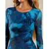 imageZESICA Womens Floral Bodycon Maxi Dresses 2025 Fall Boho Long Sleeve Mesh Ruffle Mermaid Wedding Cocktail Party DressBlue