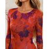 imageZESICA Womens Floral Bodycon Maxi Dresses 2025 Fall Boho Long Sleeve Mesh Ruffle Mermaid Wedding Cocktail Party DressOrangered