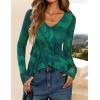 imageZESICA Womens Long Sleeve Floral Shirts V Neck Going Out Ruffle Tops Blouses 2025 Fall Fashion Clothes Outfits