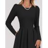 imageZESICA Womens Long Sleeve Midi Dresses 2025 Fall Elegant Crewneck Swing A Line Wedding Guest Party Dress with PocketsBlack