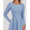 imageZESICA Womens Long Sleeve Midi Dresses 2025 Fall Elegant Crewneck Swing A Line Wedding Guest Party Dress with PocketsBlue