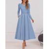 imageZESICA Womens Long Sleeve Midi Dresses 2025 Fall Elegant Crewneck Swing A Line Wedding Guest Party Dress with PocketsBlue