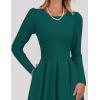 imageZESICA Womens Long Sleeve Midi Dresses 2025 Fall Elegant Crewneck Swing A Line Wedding Guest Party Dress with PocketsGreen