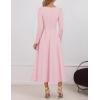 imageZESICA Womens Long Sleeve Midi Dresses 2025 Fall Elegant Crewneck Swing A Line Wedding Guest Party Dress with PocketsPink