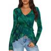 imageZESICA Womens Long Sleeve Floral Shirts V Neck Going Out Ruffle Tops Blouses 2025 Fall Fashion Clothes Outfits