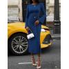 imageZESICA Fall Dresses for Women 2025 Elegant Classy Long Sleeve Business Casual Bodycon Slit Midi Dress with BeltNavy
