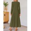 imageZESICA Fall Long Sleeve Dressy Casual Maxi Dresses for Women 2025 Elegant Classy V Neck Flowy Tshirt Dress with PocketsArmygreen