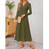 imageZESICA Fall Long Sleeve Dressy Casual Maxi Dresses for Women 2025 Elegant Classy V Neck Flowy Tshirt Dress with PocketsArmygreen
