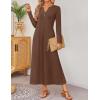 imageZESICA Fall Long Sleeve Dressy Casual Maxi Dresses for Women 2025 Elegant Classy V Neck Flowy Tshirt Dress with PocketsCoffee