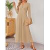 imageZESICA Fall Long Sleeve Dressy Casual Maxi Dresses for Women 2025 Elegant Classy V Neck Flowy Tshirt Dress with PocketsKhaki