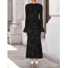 imageZESICA Womens 2025 Bell Long Sleeve Floral Maxi Dress Fall Fashion Bodycon Mesh Wedding Guest Cocktail Party DressesBlack