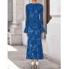 imageZESICA Womens 2025 Bell Long Sleeve Floral Maxi Dress Fall Fashion Bodycon Mesh Wedding Guest Cocktail Party DressesDarkblue