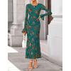imageZESICA Womens 2025 Bell Long Sleeve Floral Maxi Dress Fall Fashion Bodycon Mesh Wedding Guest Cocktail Party DressesDarkgreen