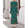imageZESICA Womens 2025 Bell Long Sleeve Floral Maxi Dress Fall Fashion Bodycon Mesh Wedding Guest Cocktail Party DressesDarkgreen