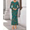 imageZESICA Womens 2025 Bell Long Sleeve Floral Maxi Dress Fall Fashion Bodycon Mesh Wedding Guest Cocktail Party DressesDarkgreen