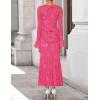 imageZESICA Womens 2025 Bell Long Sleeve Floral Maxi Dress Fall Fashion Bodycon Mesh Wedding Guest Cocktail Party DressesRose