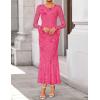imageZESICA Womens 2025 Bell Long Sleeve Floral Maxi Dress Fall Fashion Bodycon Mesh Wedding Guest Cocktail Party DressesRose