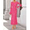 imageZESICA Womens 2025 Bell Long Sleeve Floral Maxi Dress Fall Fashion Bodycon Mesh Wedding Guest Cocktail Party DressesRose