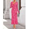 imageZESICA Womens 2025 Bell Long Sleeve Floral Maxi Dress Fall Fashion Bodycon Mesh Wedding Guest Cocktail Party DressesRose