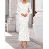 imageZESICA Womens 2025 Bell Long Sleeve Floral Maxi Dress Fall Fashion Bodycon Mesh Wedding Guest Cocktail Party DressesWhite