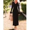 imageZESICA Womens 2025 Fall Long Sleeve Ruched Bodycon Maxi Dress Cowl Neck Back Slit Knit Wedding Guest Cocktail Party DressesBlack