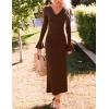 imageZESICA Womens 2025 Fall Long Sleeve Ruched Bodycon Maxi Dress Cowl Neck Back Slit Knit Wedding Guest Cocktail Party DressesBrown