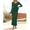 imageZESICA Womens 2025 Fall Long Sleeve Ruched Bodycon Maxi Dress Cowl Neck Back Slit Knit Wedding Guest Cocktail Party DressesDark Green
