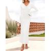 imageZESICA Womens 2025 Fall Long Sleeve Ruched Bodycon Maxi Dress Cowl Neck Back Slit Knit Wedding Guest Cocktail Party DressesWhite