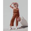 imageZESICA Womens Casual Off Shoulder Solid Color Strapless Belted Wide Leg Jumpsuit RomperCaramel