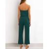 imageZESICA Womens Casual Off Shoulder Solid Color Strapless Belted Wide Leg Jumpsuit RomperDarkgreen