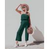 imageZESICA Womens Casual Off Shoulder Solid Color Strapless Belted Wide Leg Jumpsuit RomperDarkgreen