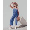 imageZESICA Womens Casual Off Shoulder Solid Color Strapless Belted Wide Leg Jumpsuit RomperDustyblue