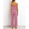 imageZESICA Womens Casual Off Shoulder Solid Color Strapless Belted Wide Leg Jumpsuit RomperDustypink