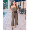 imageZESICA Womens Casual Off Shoulder Solid Color Strapless Belted Wide Leg Jumpsuit RomperMocha