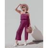 imageZESICA Womens Casual Off Shoulder Solid Color Strapless Belted Wide Leg Jumpsuit RomperPlum