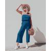 imageZESICA Womens Casual Off Shoulder Solid Color Strapless Belted Wide Leg Jumpsuit RomperTeal