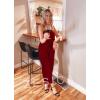 imageZESICA Womens Casual Off Shoulder Solid Color Strapless Belted Wide Leg Jumpsuit RomperWine