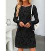 imageZESICA Womens Fall Bell Long Sleeve Bodycon Mini Dresses 2025 Casual Floral Crew Neck Mesh Cocktail Party Club DressBlack