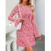 imageZESICA Womens Fall Bell Long Sleeve Bodycon Mini Dresses 2025 Casual Floral Crew Neck Mesh Cocktail Party Club DressPink